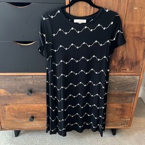 Casual black Loft dress with flowers, size small